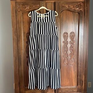NWT J. Crew Maxi Dress, size XL, Navy and White Geometric
